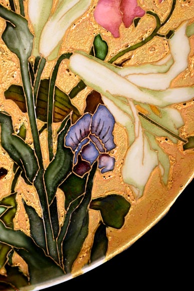 Félix Optat MILET, Large enamelled dish on a gold background, 19th century Félix Optat MILET, Large enamelled dish on a gold background, 19th century-5