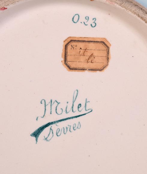 Félix Optat MILET, Large enamelled dish on a gold background, 19th century Félix Optat MILET, Large enamelled dish on a gold background, 19th century-9