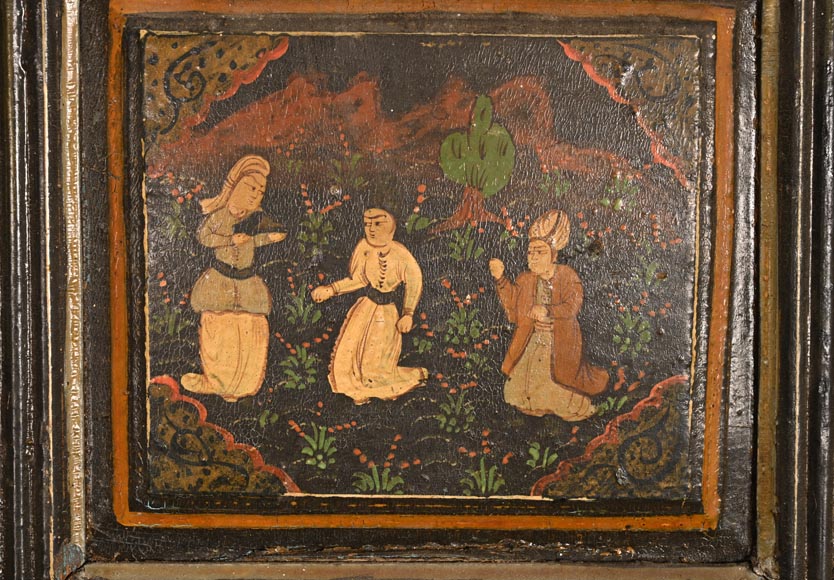 Qajar Art, Set of doors decorated with major scenes of Persian life, late 19th century Qajar Art, Set of doors decorated with major scenes of Persian life, late 19th century-16