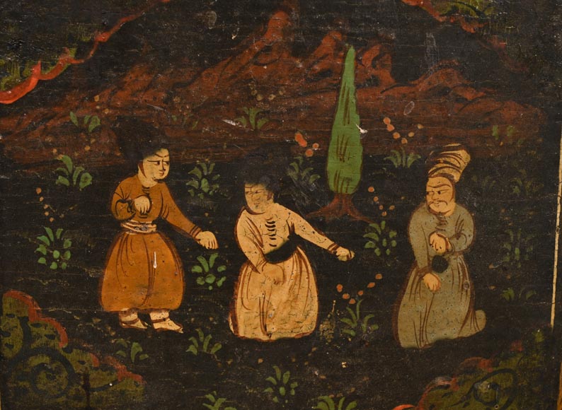 Qajar Art, Set of doors decorated with major scenes of Persian life, late 19th century Qajar Art, Set of doors decorated with major scenes of Persian life, late 19th century-20