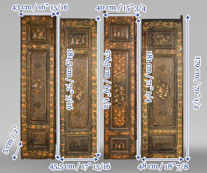 Qajar Art, Set of doors decorated with major scenes of Persian life, late 19th century Qajar Art, Set of doors decorated with major scenes of Persian life, late 19th century-22