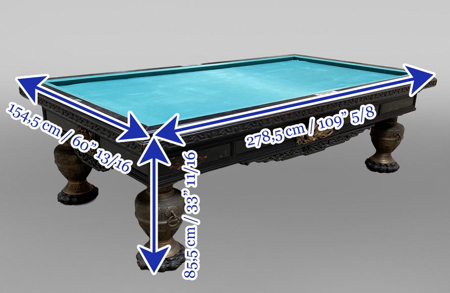 F. GERDERÈS – Japanese-style billiard table in gilded and carved wood F. GERDERÈS – Japanese-style billiard table in gilded and carved wood-12
