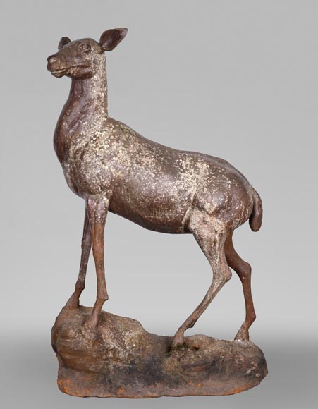 Cast iron statue of a doe, 19th century Cast iron statue of a doe, 19th century-0