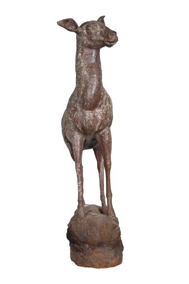 Cast iron statue of a doe, 19th century Cast iron statue of a doe, 19th century-2