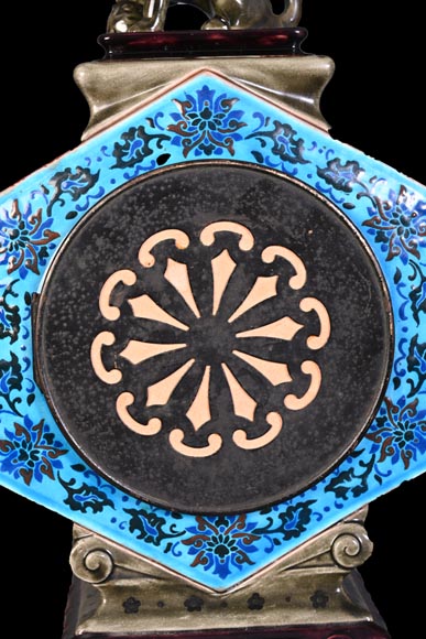 Jules VIEILLARD – “Chien de Fô” Polychrome Faience Clock Jules VIEILLARD – “Chien de Fô” Polychrome Faience Clock-7