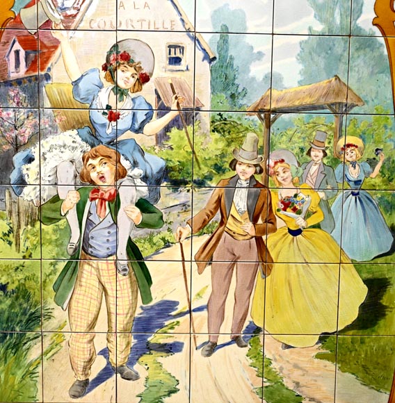 FAÏENCERIE DE SARREGUEMINES, Two Ceramic Panels of Parisian Scenes, from 1881 FAÏENCERIE DE SARREGUEMINES, Two Ceramic Panels of Parisian Scenes, from 1881-4