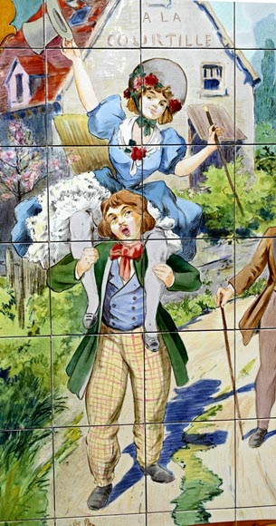 FAÏENCERIE DE SARREGUEMINES, Two Ceramic Panels of Parisian Scenes, from 1881 FAÏENCERIE DE SARREGUEMINES, Two Ceramic Panels of Parisian Scenes, from 1881-11