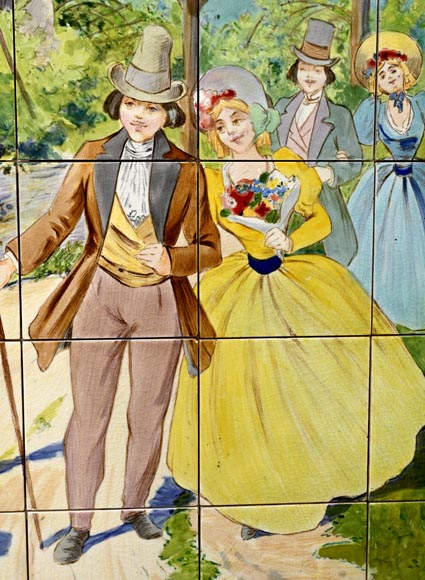 FAÏENCERIE DE SARREGUEMINES, Two Ceramic Panels of Parisian Scenes, from 1881 FAÏENCERIE DE SARREGUEMINES, Two Ceramic Panels of Parisian Scenes, from 1881-12