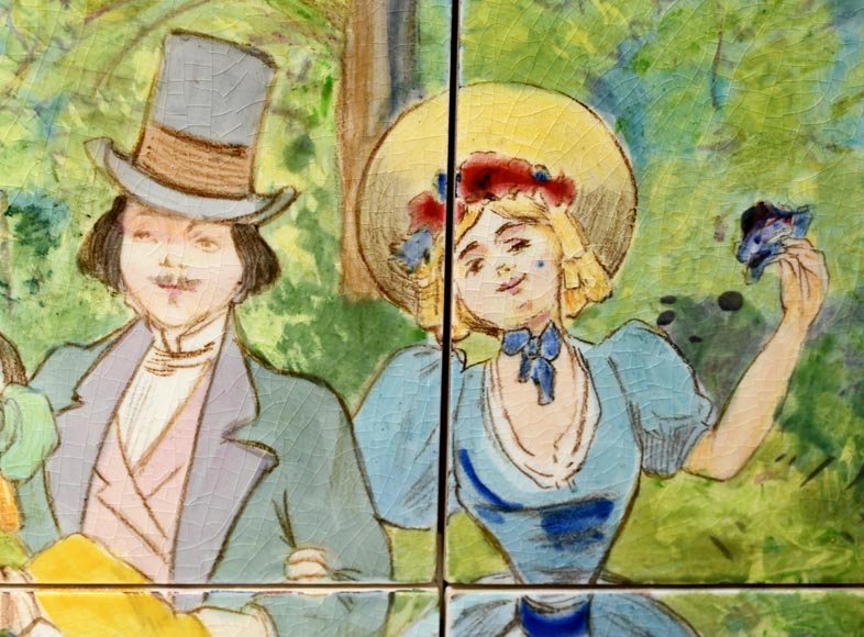 FAÏENCERIE DE SARREGUEMINES, Two Ceramic Panels of Parisian Scenes, from 1881 FAÏENCERIE DE SARREGUEMINES, Two Ceramic Panels of Parisian Scenes, from 1881-13