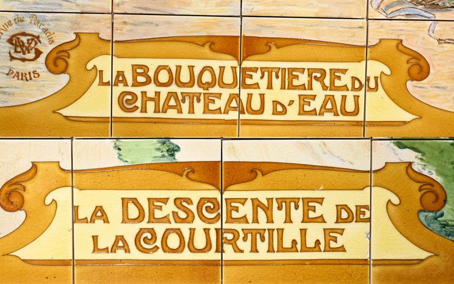 FAÏENCERIE DE SARREGUEMINES, Two Ceramic Panels of Parisian Scenes, from 1881 FAÏENCERIE DE SARREGUEMINES, Two Ceramic Panels of Parisian Scenes, from 1881-15