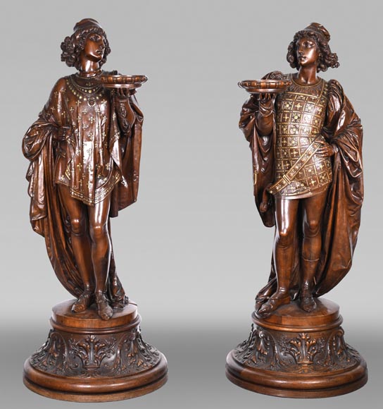 GUÉRET FRÈRES (cabinetmakers) and CARRIER-BELLEUSE (model by), Pair of GUÉRET FRÈRES (cabinetmakers) and CARRIER-BELLEUSE (model by), Pair of