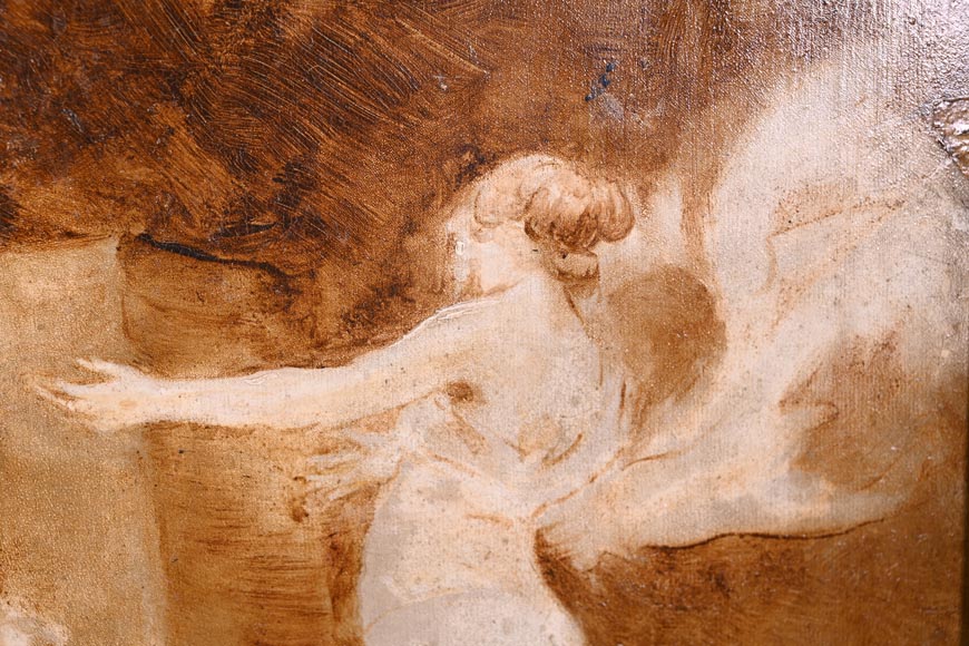 GEORGES MOREAU DE TOURS – The Painter and His Muse, signed grisaille painting GEORGES MOREAU DE TOURS – The Painter and His Muse, signed grisaille painting-3