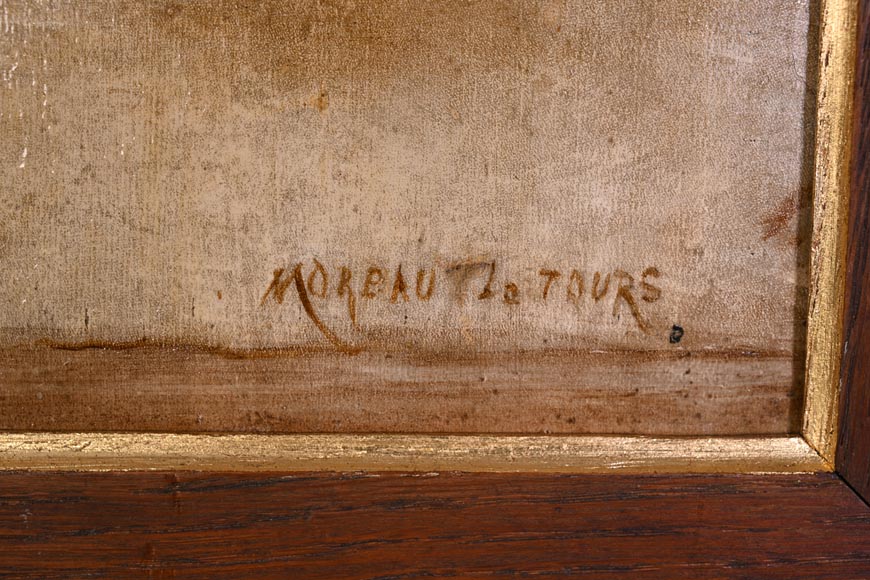 GEORGES MOREAU DE TOURS – The Painter and His Muse, signed grisaille painting GEORGES MOREAU DE TOURS – The Painter and His Muse, signed grisaille painting-5