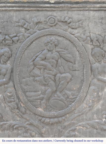 Louis XVI style fireplace plate with mythological decoration Louis XVI style fireplace plate with mythological decoration-1