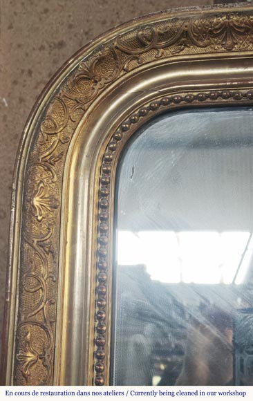 Regency style gilded trumeau, topped with a shell Regency style gilded trumeau, topped with a shell-4