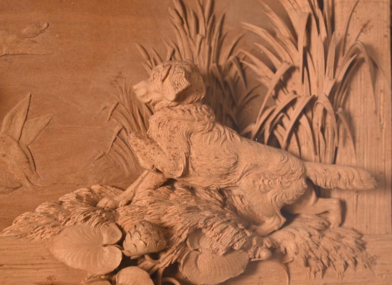 Carved softwood high relief of an animal scene, 19th century Carved softwood high relief of an animal scene, 19th century-2