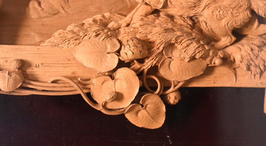 Carved softwood high relief of an animal scene, 19th century Carved softwood high relief of an animal scene, 19th century-4