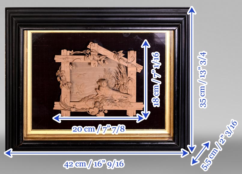 Carved softwood high relief of an animal scene, 19th century Carved softwood high relief of an animal scene, 19th century-7