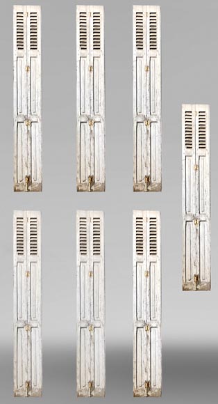 7 Pairs of Antique Shutters with Fixed Louvers 7 Pairs of Antique Shutters with Fixed Louvers-0