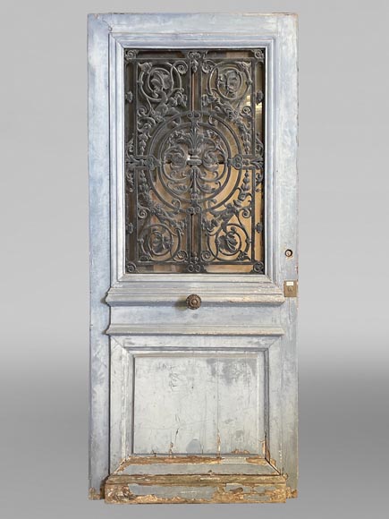 Entrance Door in Oak and Cast Iron, France, 19th Century Entrance Door in Oak and Cast Iron, France, 19th Century-0
