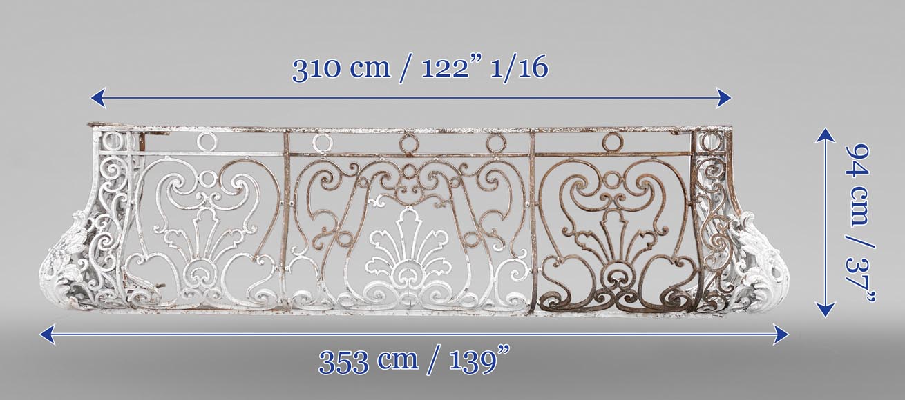 Napoleon III Curved Wrought Iron Balcony Railing Napoleon III Curved Wrought Iron Balcony Railing-5