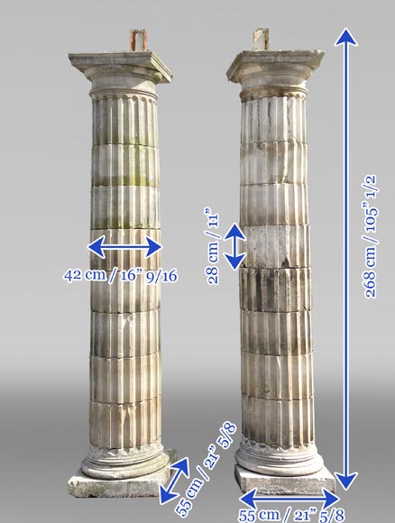 Pair of Fluted Stone Columns – Doric Style, Late 18th Century Pair of Fluted Stone Columns – Doric Style, Late 18th Century-9