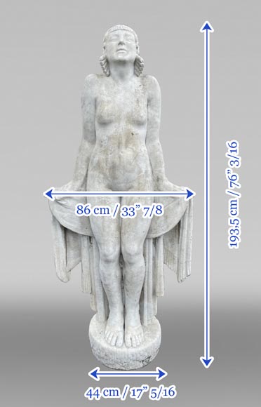 La Sortie du bain – Young woman, monumental Art Deco sculpture in the style of Félix-Pascal Févola La Sortie du bain – Young woman, monumental Art Deco sculpture in the style of Félix-Pascal Févola-10