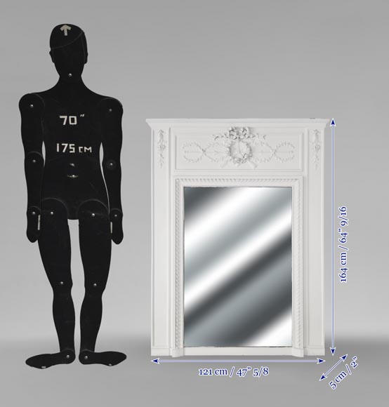 Louis XVI style trumeau decorated with a rose crown Louis XVI style trumeau decorated with a rose crown-5