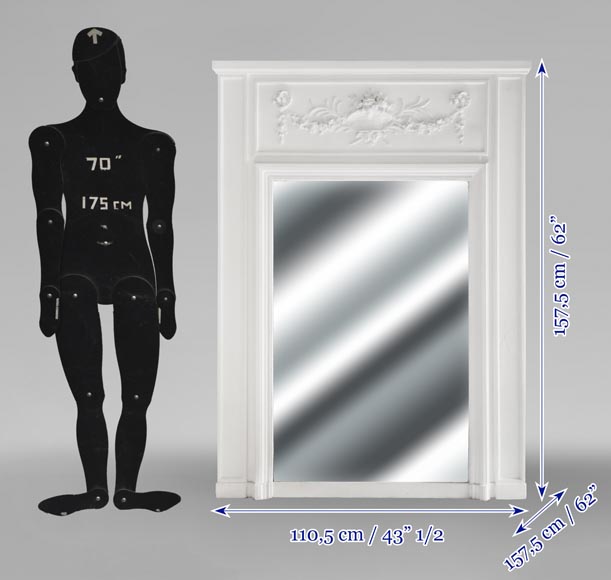 Louis XVI style trumeau decorated with a basket of flowers Louis XVI style trumeau decorated with a basket of flowers-5