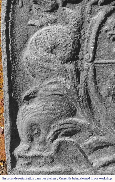 Cast iron fireback with the coat of arms of the Dauphin of France Cast iron fireback with the coat of arms of the Dauphin of France-3