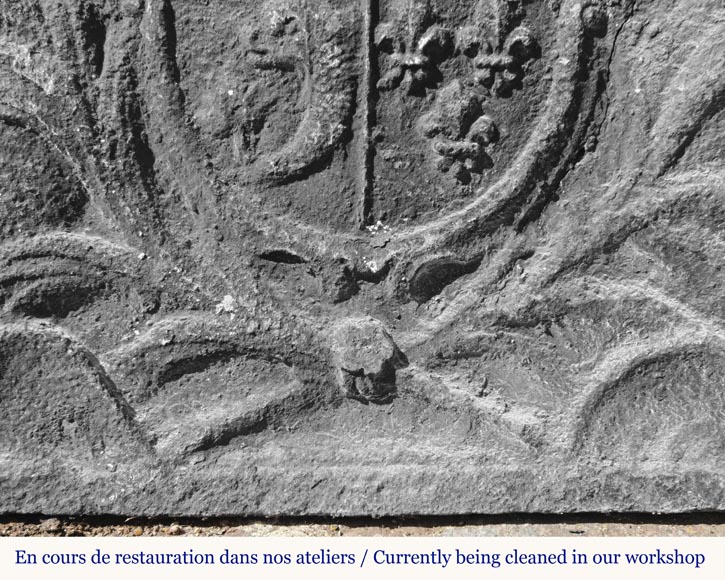 Cast iron fireback with the coat of arms of the Dauphin of France Cast iron fireback with the coat of arms of the Dauphin of France-4