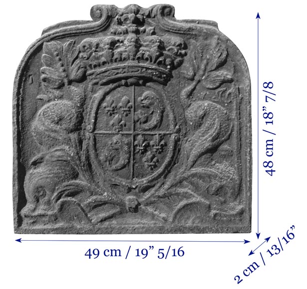 Cast iron fireback with the coat of arms of the Dauphin of France Cast iron fireback with the coat of arms of the Dauphin of France-6