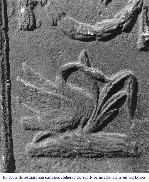 Cast iron fireback with water birds Cast iron fireback with water birds-3