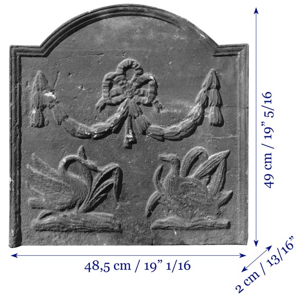 Cast iron fireback with water birds Cast iron fireback with water birds-5