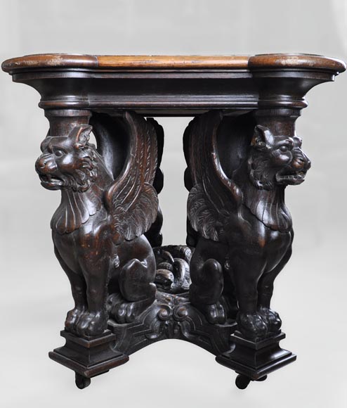 Sphinx Table in oak, Napoleon III style Sphinx Table in oak, Napoleon III style-2