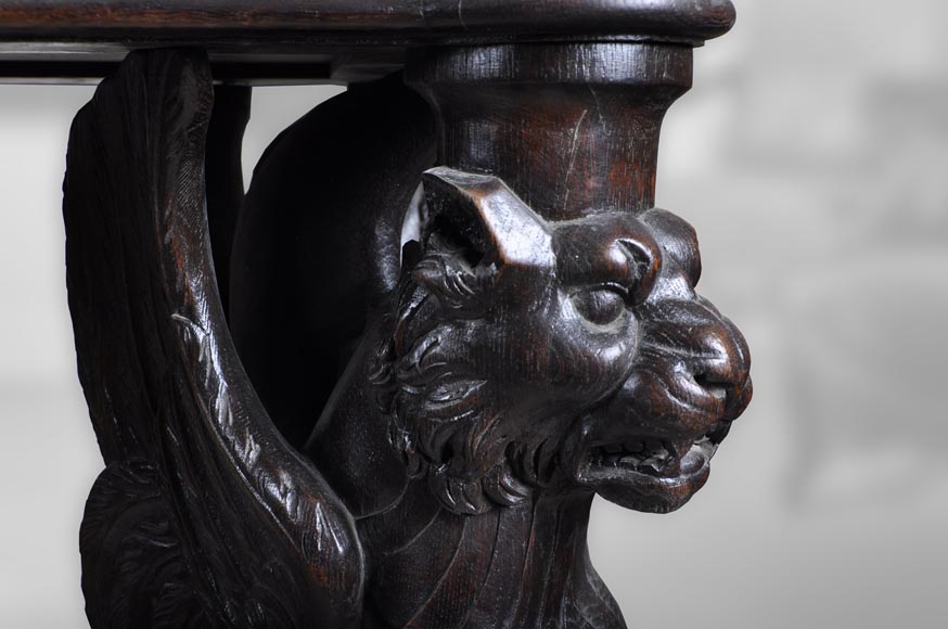 Sphinx Table in oak, Napoleon III style Sphinx Table in oak, Napoleon III style-4