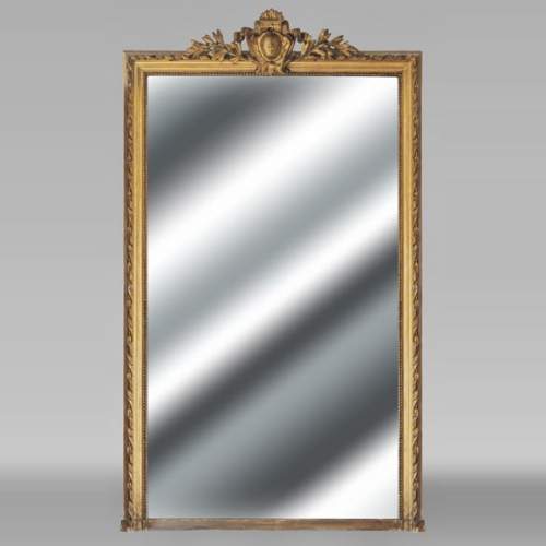 Louis XVI style gilded trumeau, decorated with a coat of arms