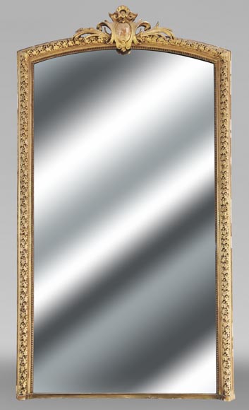 Napoleon III style gilded trumeau decorated with a frieze of oak leaves Napoleon III style gilded trumeau decorated with a frieze of oak leaves-0