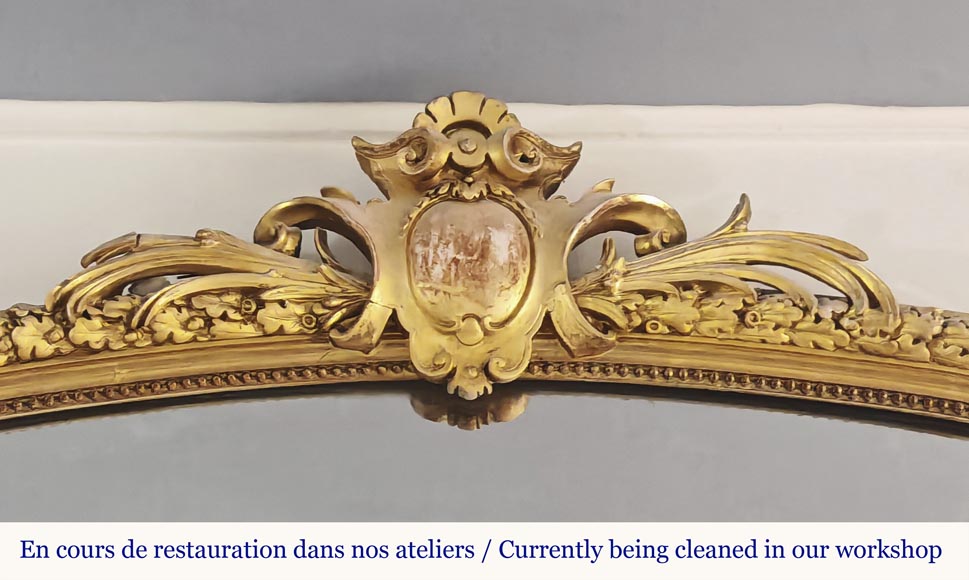 Napoleon III style gilded trumeau decorated with a frieze of oak leaves Napoleon III style gilded trumeau decorated with a frieze of oak leaves-1