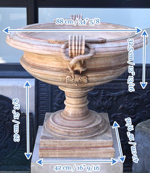 Pair of monumental 19th-century vases in ribboned onyx alabaster Pair of monumental 19th-century vases in ribboned onyx alabaster-8