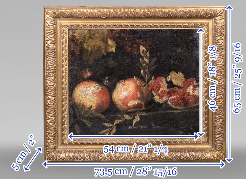 Still life with pomegranates and grapes, Italian school, 17th century Still life with pomegranates and grapes, Italian school, 17th century-7