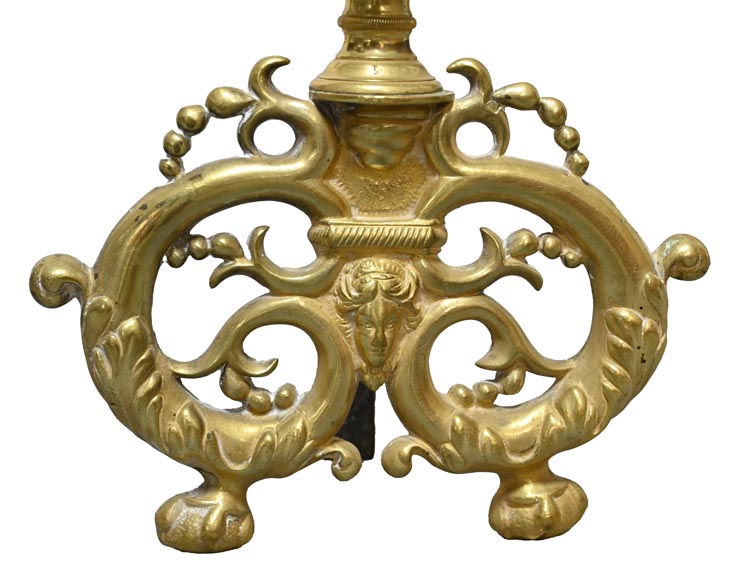 Pair of gilt bronze andirons, Restoration style, early 19th century Pair of gilt bronze andirons, Restoration style, early 19th century-3