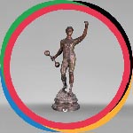 “Halterophile”, statuette in patinated regula