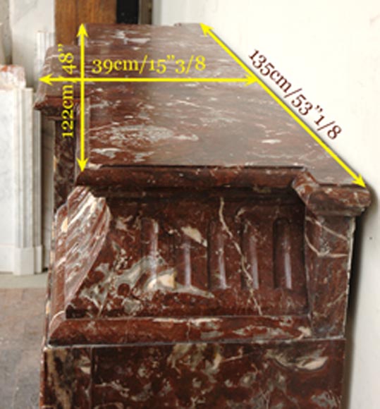 Antique Louis XIV style marble mantel with acroterion Antique Louis XIV style marble mantel with acroterion-7