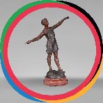 “The Javelin Thrower”, statuette in regula, two-tone patina