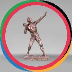“Shot-putter”, statuette in regula with red patina