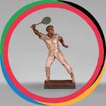 LEMOYNE (after), “Joueur de tennis”, statuette in patinated regula 