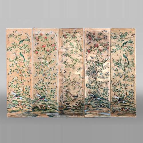 Five wallpaper panels, China, 18th century