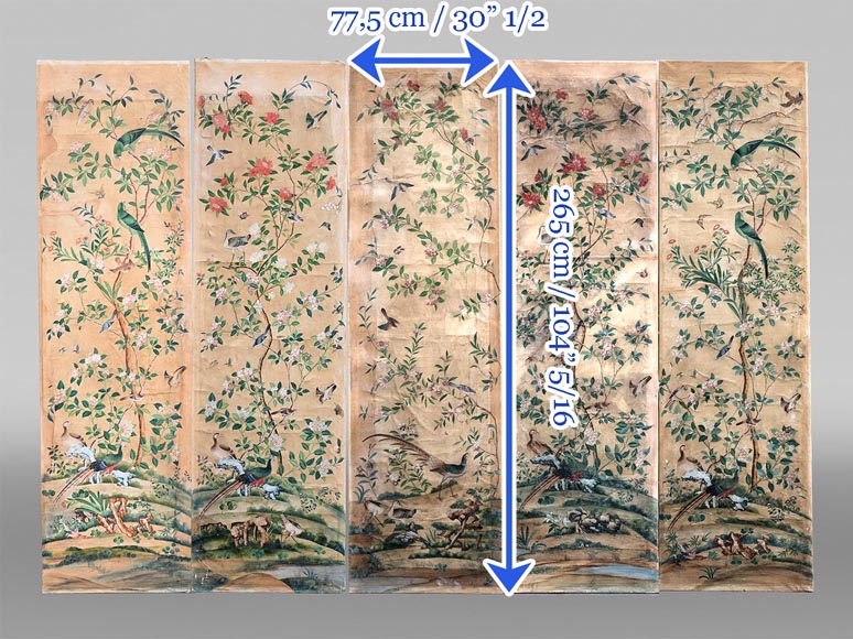 Five wallpaper panels, China, 18th century Five wallpaper panels, China, 18th century-17