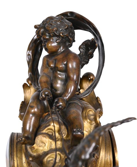 Rococo style clock with Louis XV monogram, gilt and patinated bronze Rococo style clock with Louis XV monogram, gilt and patinated bronze-6